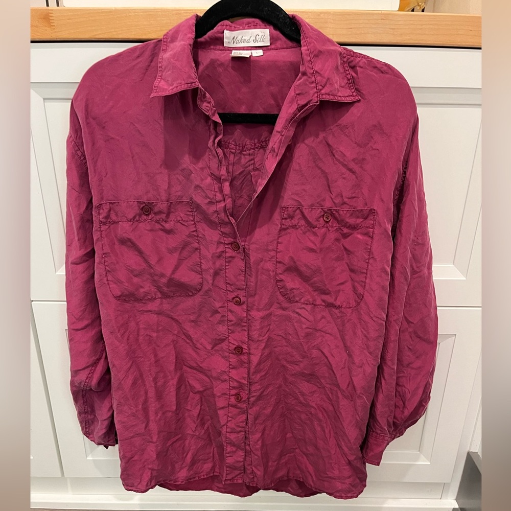 VINTAGE 100% silk button up shirt